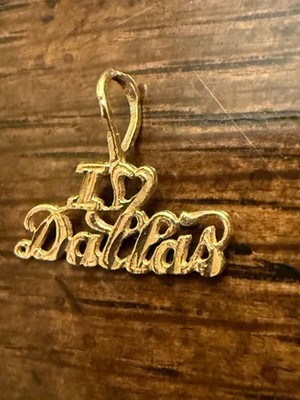 Vintage 14K Solid Yellow Gold I Love Dallas Charm Pendant Mother's Day Gift!