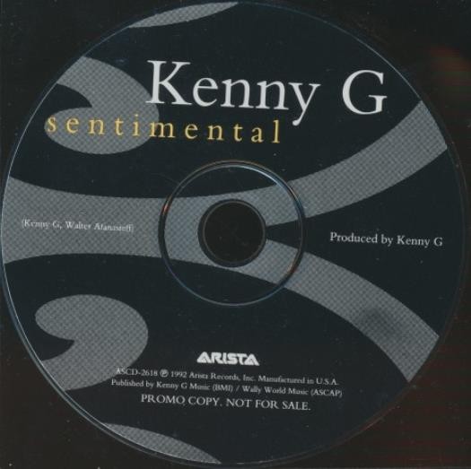 Kenny G: Sentimental 2-Track PROMO MUSIC AUDIO CD smooth jazz saxophonist 1993