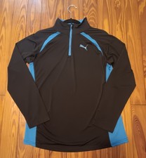 Youth Puma 1/4 Zip Polyester Pullover. Blk/Royal. Size XL
