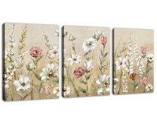 Flowers Wall Art Pink White Floral Canvas Pictures Elegant Blossom Wall Decor...