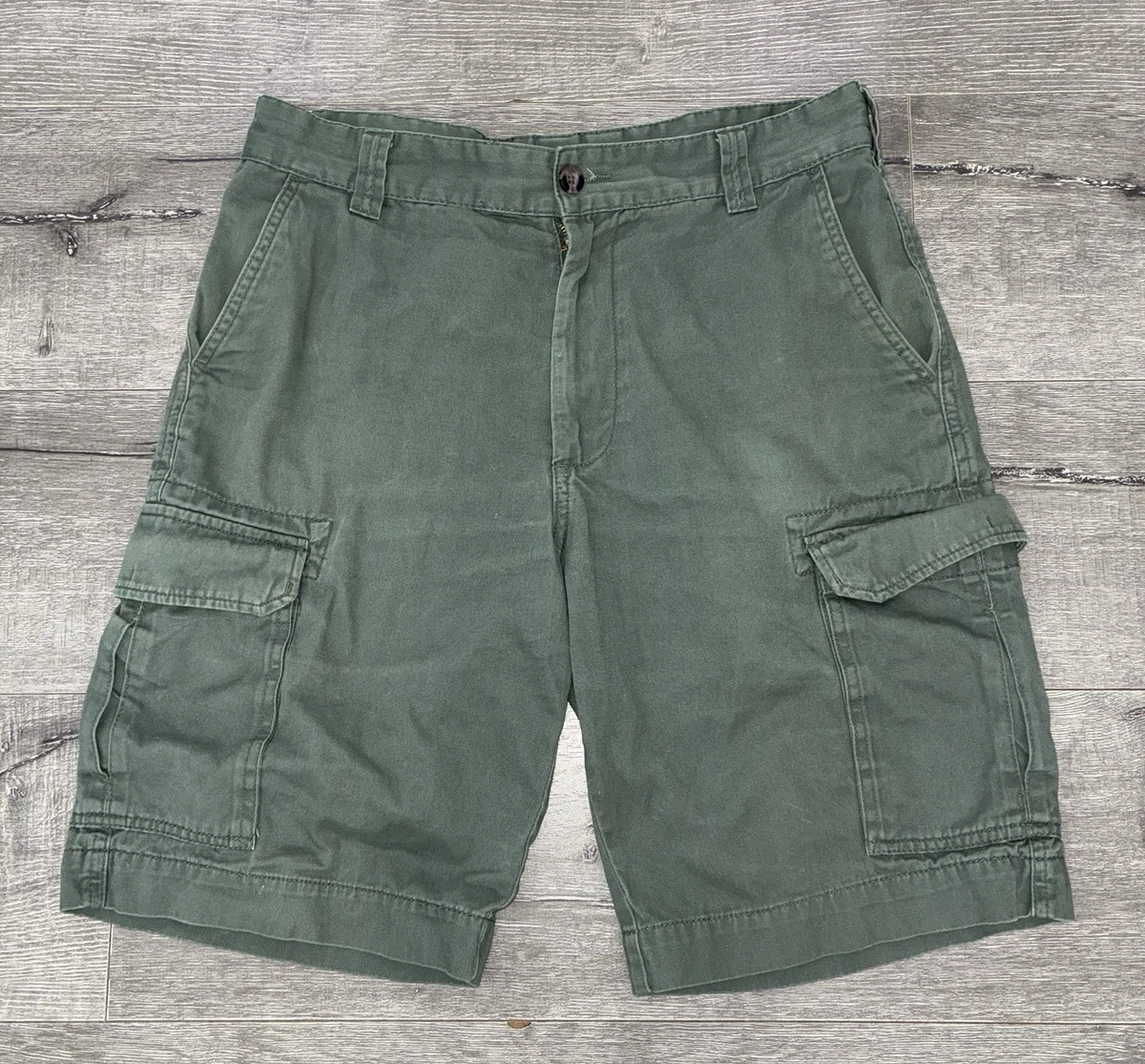 Pantaloncini Cargo Merona Uomo Kaki Scuro – Cotone 100%, Tasche Laterali, Nuovi Senza Etichette, Taglia C492