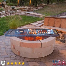 44" Rectangle Cooking Grate Fire Pit Grill Grate Teel W/ Paint Easy Carry Handle