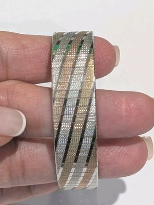 Vtg Italian Designer Sterling Silver Tri Color 15mm Mesh 7.25'' Bracelet 23 Grams