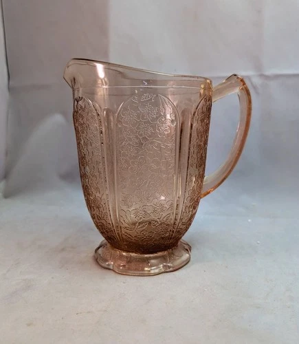 Vintage Jeanette Pink Depression Glass Cherry Blossoms Water Pitcher 7 inch