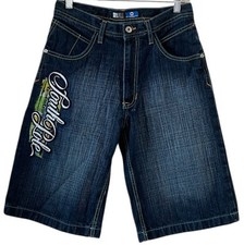 South Pole Denim Shorts Youth 16 Embroidered Y2K Skater Baggy Leg 30x12 Blue