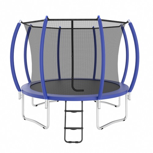 10FT Trampoline Safety Net w/ Basketball Hoop, Heat & Rust Resistant, Blue - Picture 1 of 7