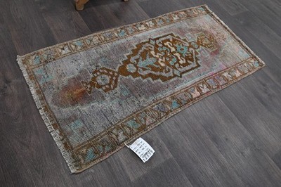 Oushak Türkische Fußmatte Teppich 2x3 GRAU Anatolisch Handarbeit Vintage Klei...
