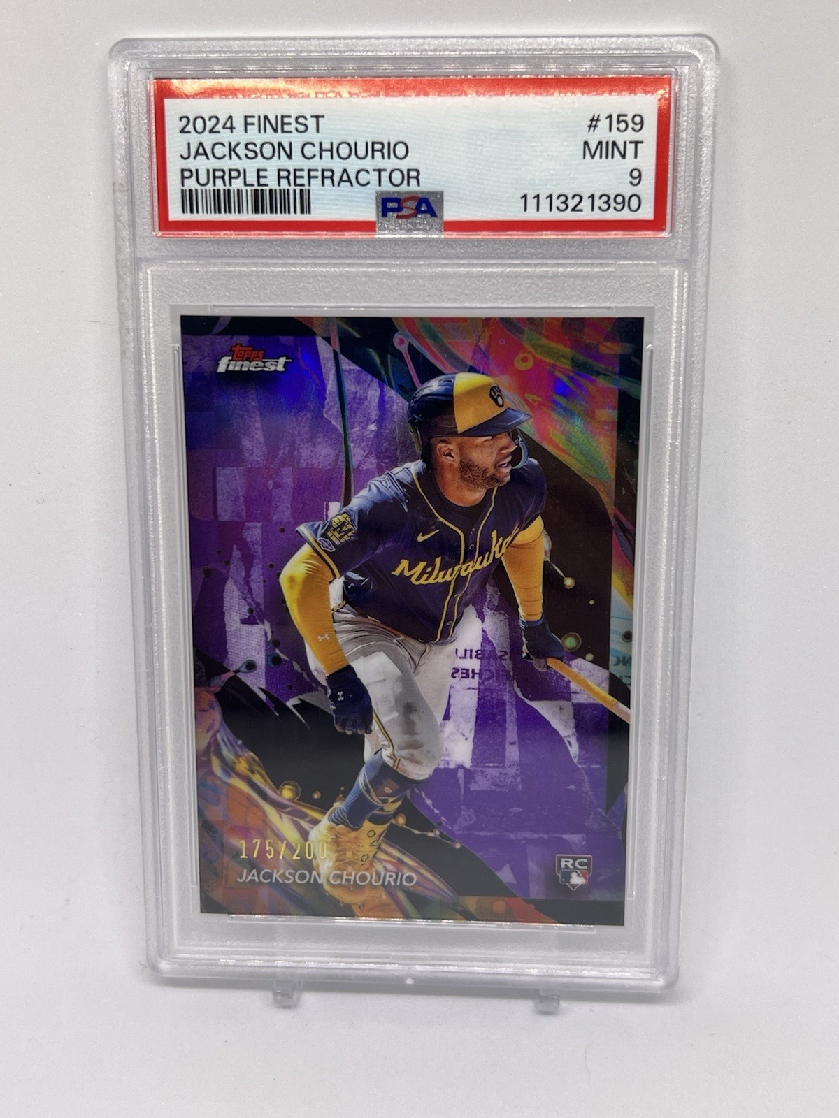 Jackson Chourio RC 2024 Topps Finest Purple Refractor /200 PSA 9