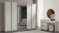 Kleiderschrank Kommode Spiegel Beige Modern Edel Schminktisch Set