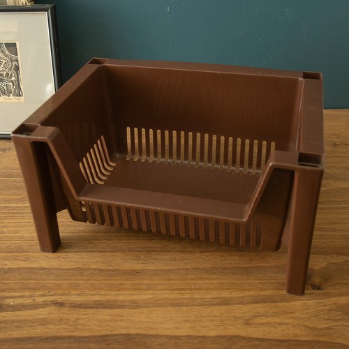 Vtg Rubbermaid 3009 Stackable Storage Bin Organizer Brown