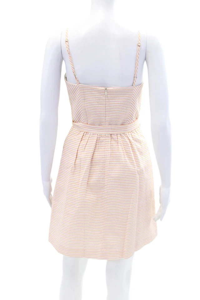 Vestido Shoshanna para mujer de algodón a rayas plisado línea A talla múltiple 2 Foto 3 de 4