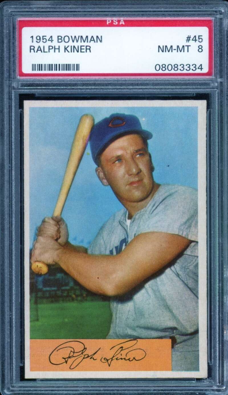 Ralph Kiner Card 1954 Bowman #45 PSA 8
