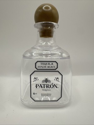 Patron Tequila Plastic Clear Drink Cup Bottle Souvenir Detach Top Refill 12oz