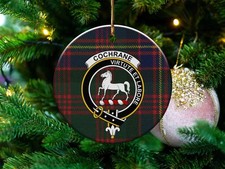Clan Cochrane Tartan Crest Ceramic Ornament   Scottish