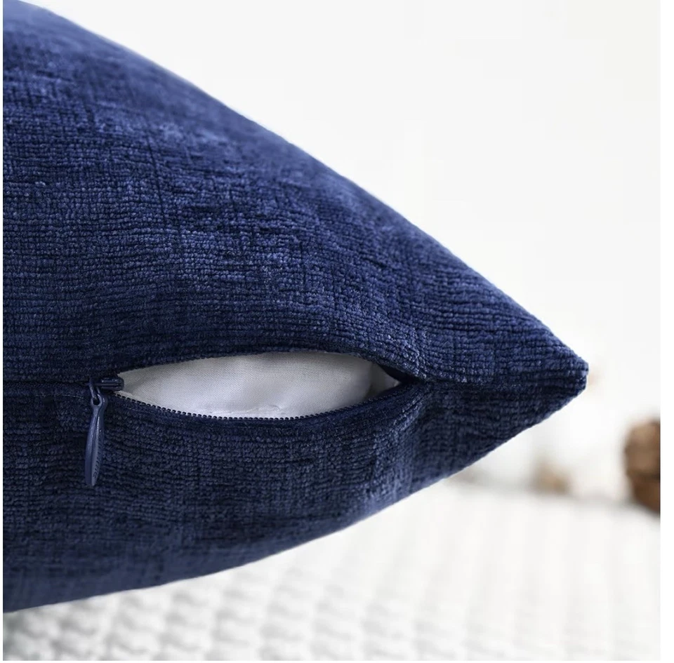 CaliTime Throw Pillow Covers Decorative 18 X 18 Inches Pack of 2 Cozy Chenille C - Image 3 of 4