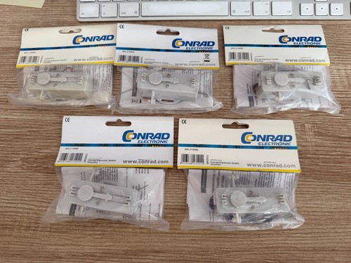 5 x Conrad 219998 H0 accionamiento de agujas con interruptor en embalaje original sin usar | Condition: Gebraucht