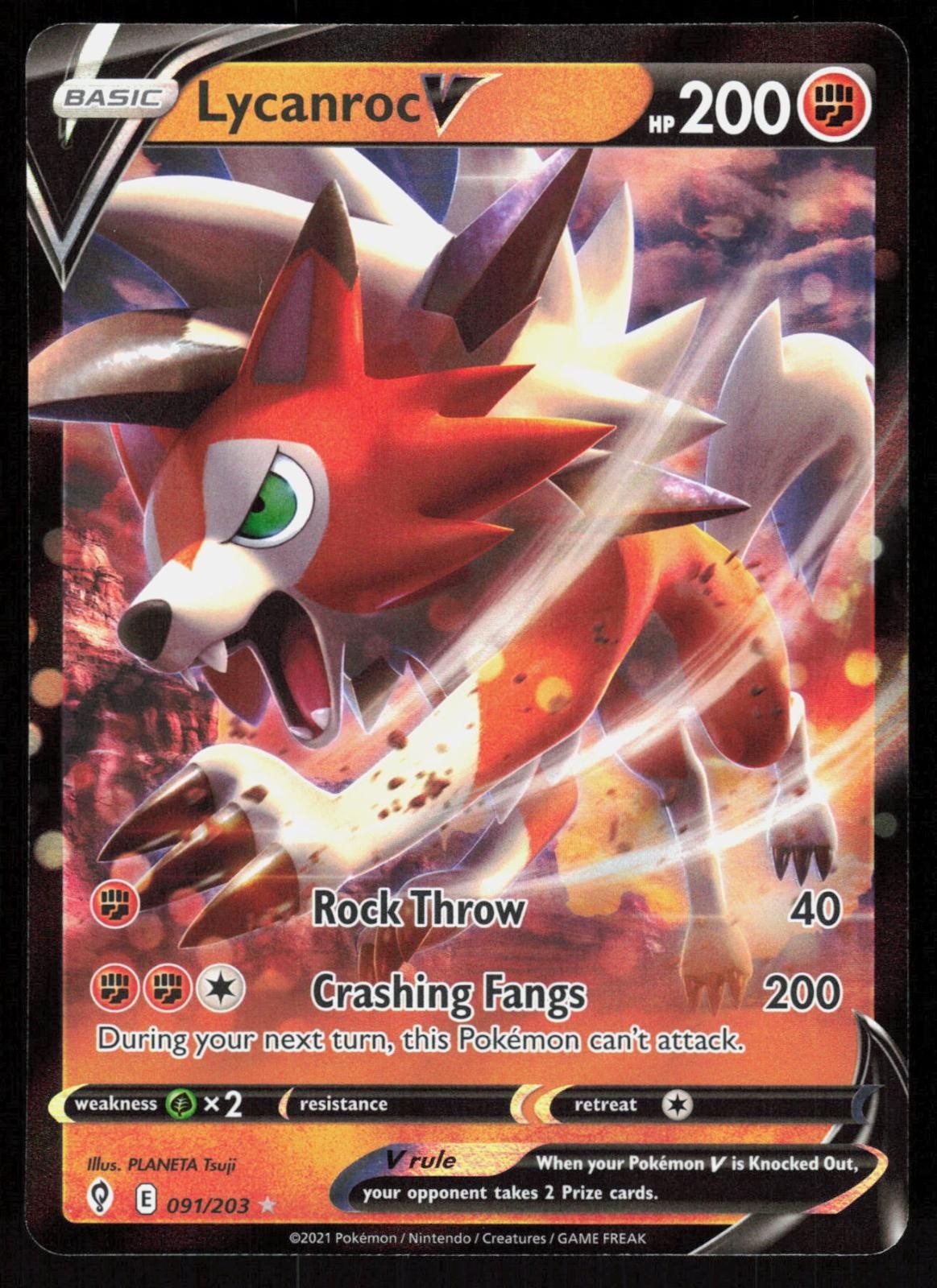 Lycanroc V 091/203 Holo V Rare Evolving Skies Pokemon 1-4-62