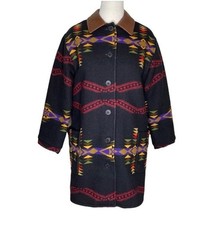 RARE Pendleton Rimrock Jacquard Wool Trench Jacket Tribal Aztec Southwest