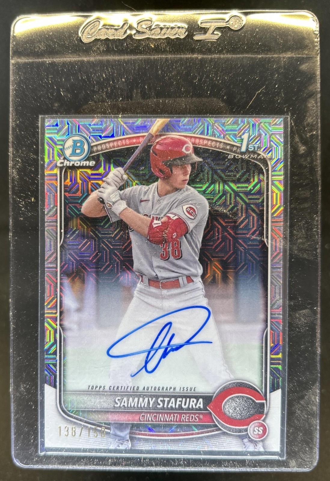 2025 Bowman Sammy Stafura Chrome Auto HTA Choice Refractor 1st #/150 Reds