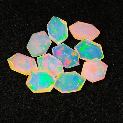7 Ct AAA+ Ethiopian Opal Fancy Cut, Loose Gemstone Multi Fire Opal Rose Cut