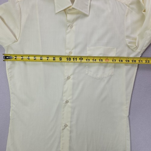 Vintage 70s Montgomery Ward Leisure Button Up Shirt Size 15-32/33 Butter Yellow - Picture 7 of 20