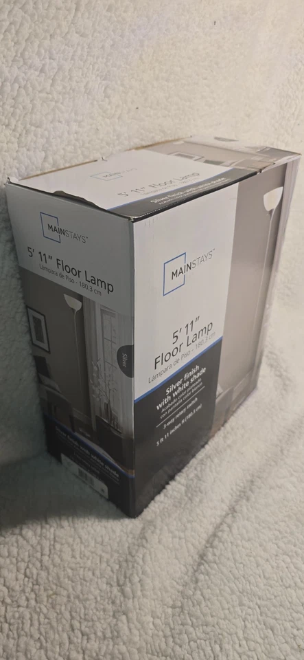 💡 Abajur de assoalho Mainstays 5’11” 🌟 Acabamento prata com sombra branca 🏠 Iluminação moderna - Imagem 2 de 4