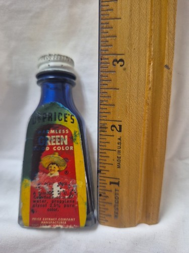 Vtg Dr Price's Green Food Coloring Bottle Fun