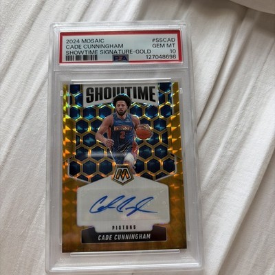 2024  Mosaic Showtime Signatures Cade Cunningham Gold Prizm Auto /10. PSA 10!