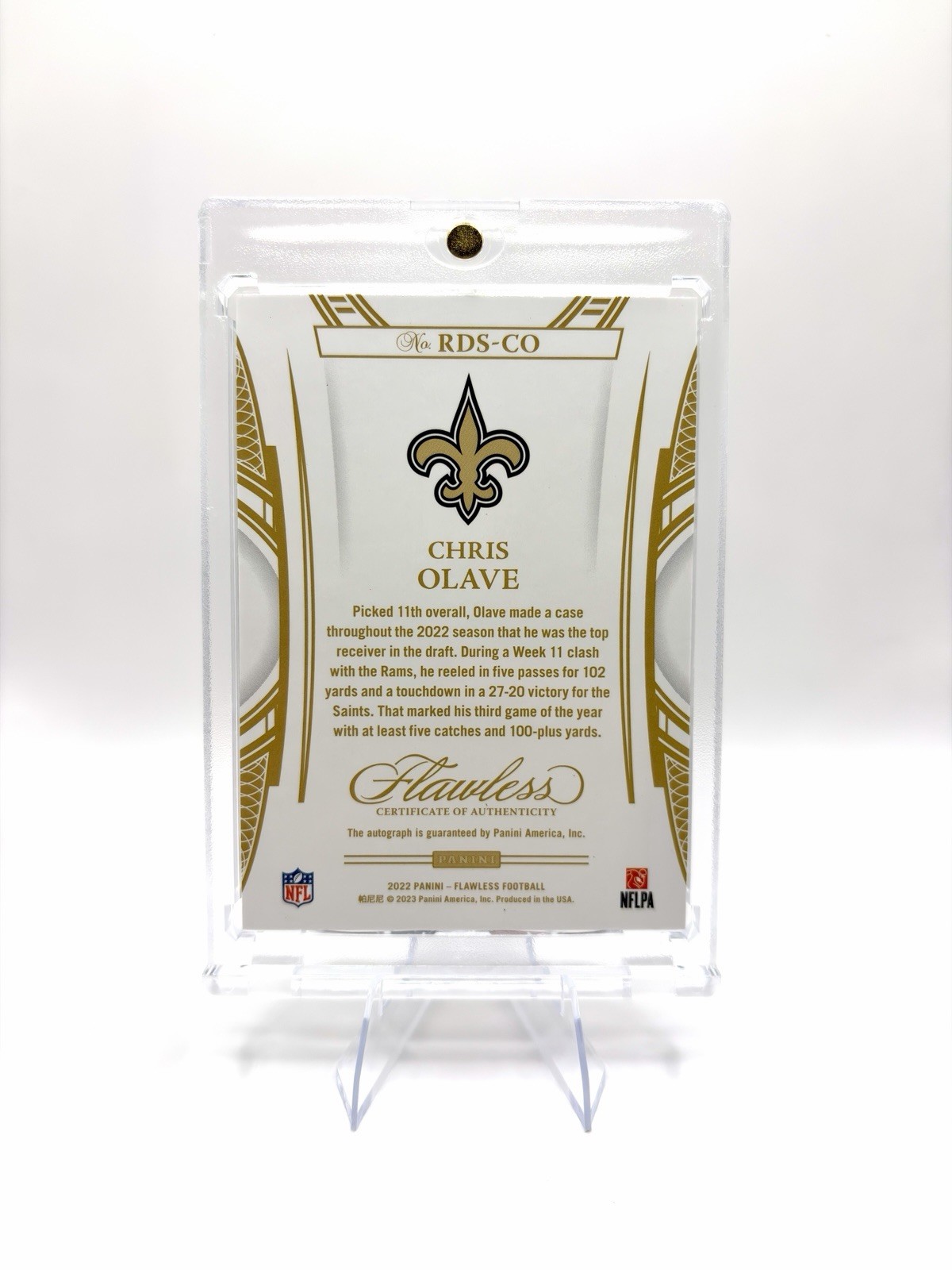2022 Panini Flawless #RGM-CO Chris Olave Rookie Gem Auto /10 NM view 2