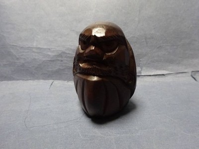 Wooden Daruma Doll Lucky Charm Figurine Wood Carving Object Interior Decor
