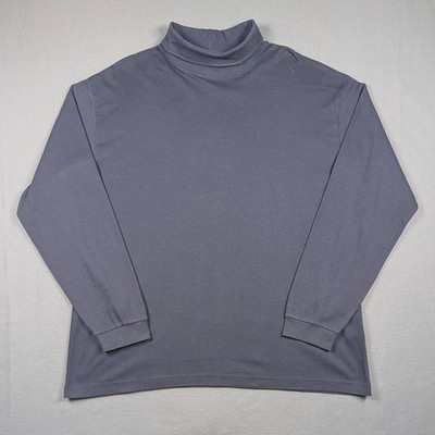 Vintage LL Bean Turtleneck Shirt Mens XL Blue Cotton Long Sleeve Mock USA Made