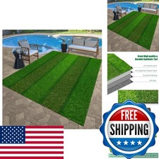 GLIWEN 3FTx10FT 0.8inch Stripe Artificial Grass Rug