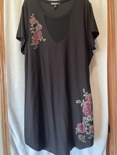 3x Black W Flower Appliqu Dress Casual. Summer. Beachwear. Vacation Must