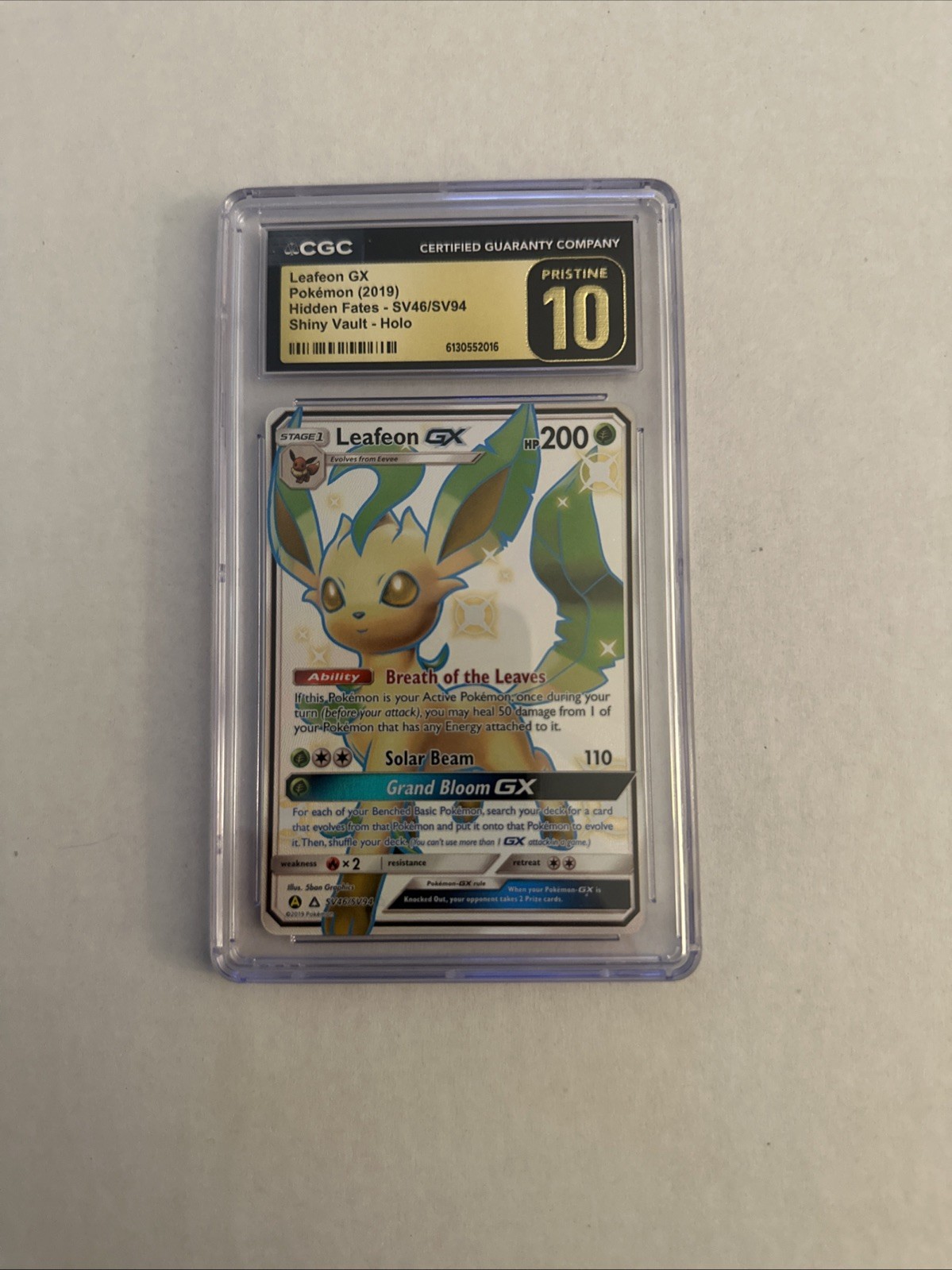 2019 Pokemon Leafeon Gx SV46 Sun & Moon Hidden Fates CGC 10 Pristine