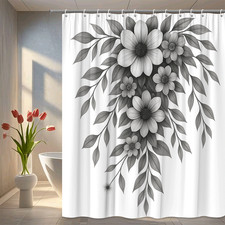 Chic Black and White Floral Shower Curtain for Elegant Decor
