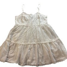 Urban Outfitters CRM Tiered Babydoll Mini Dress Scallop Lace Trim M Boho Beach