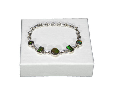 Natural Canadian Ammolite Solid 925 Sterling Silver Bracelet-20 cm