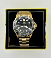 Invicta Men's Watch Pro Diver Quartz Black Dial Yellow Gold Steel Bracelet 49701