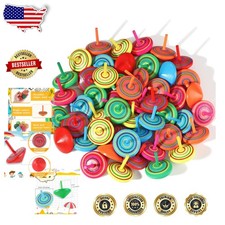 Wooden Spinning Tops 100pc Colorful Gyroscopes Fun Educational Toy Gifts