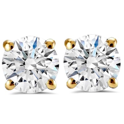 1 ct TDW Diamant Ohrstecker 14K Gelbgold Lab Grown Schraubverschluss Ohrringe