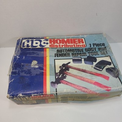 Vintage HDC Homier Distributing 7 Pc. Auto Body And Fender Tool Kit Hickory