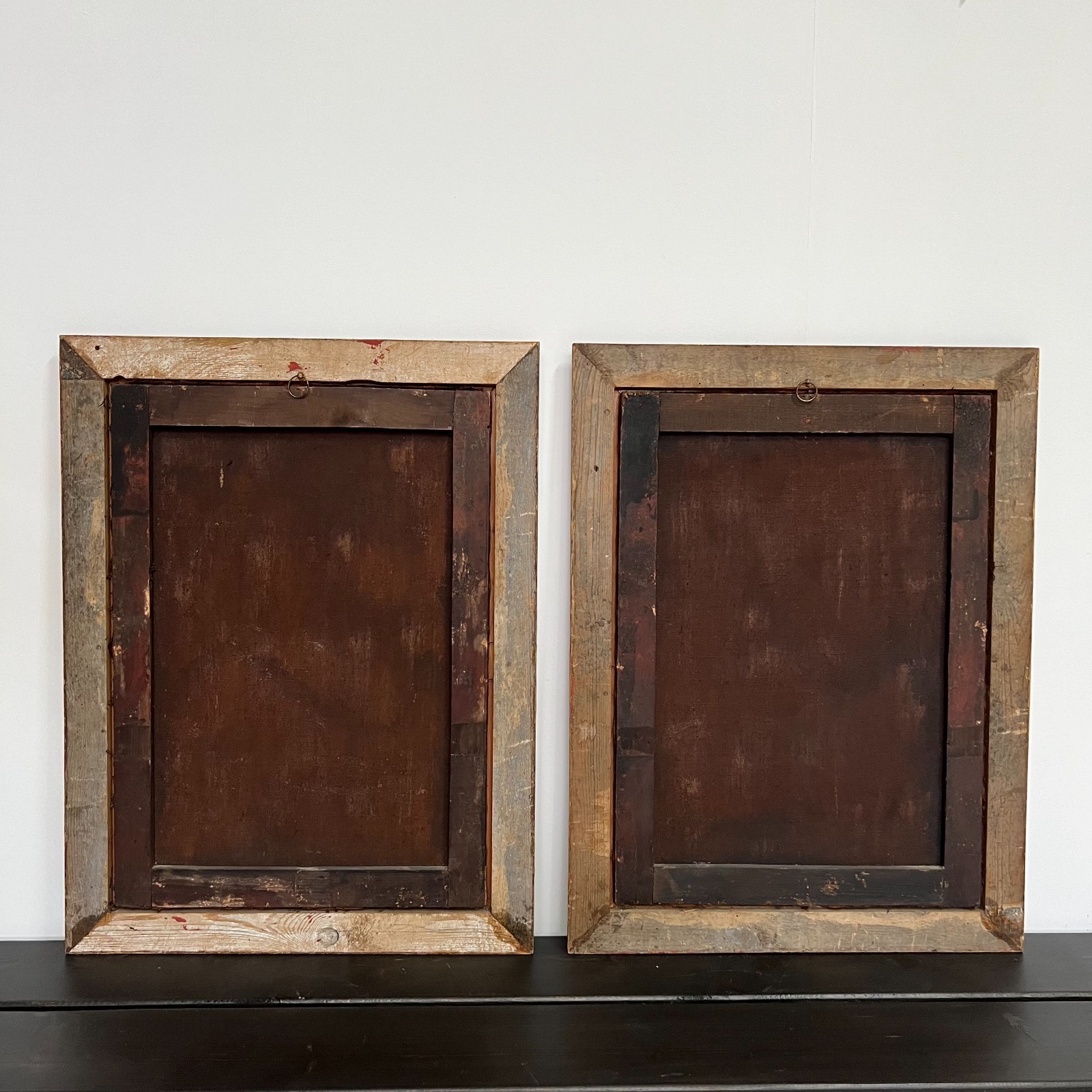 Painting, oil on canvas, pair of large still lifes flowers 18th century