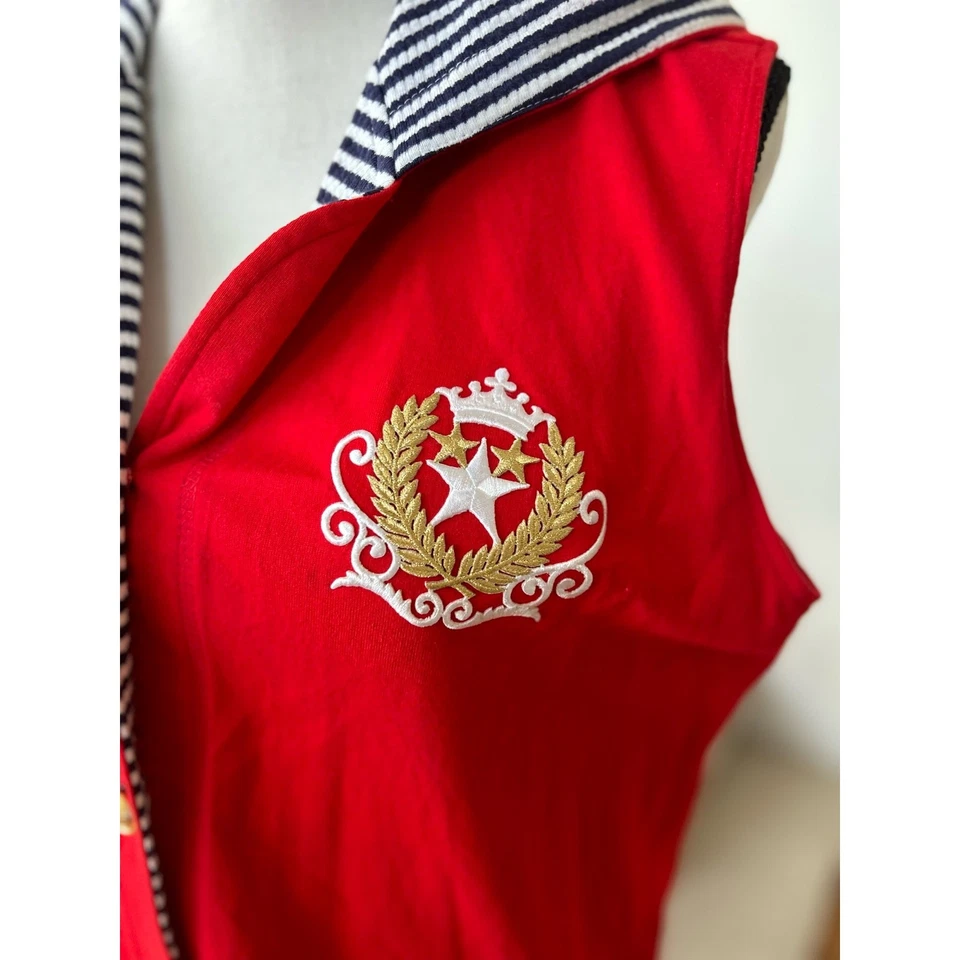 Vintage Speedo Red & Navy Stripe Hooded Swimsuit Cover-up Dress - Image 2 of 4