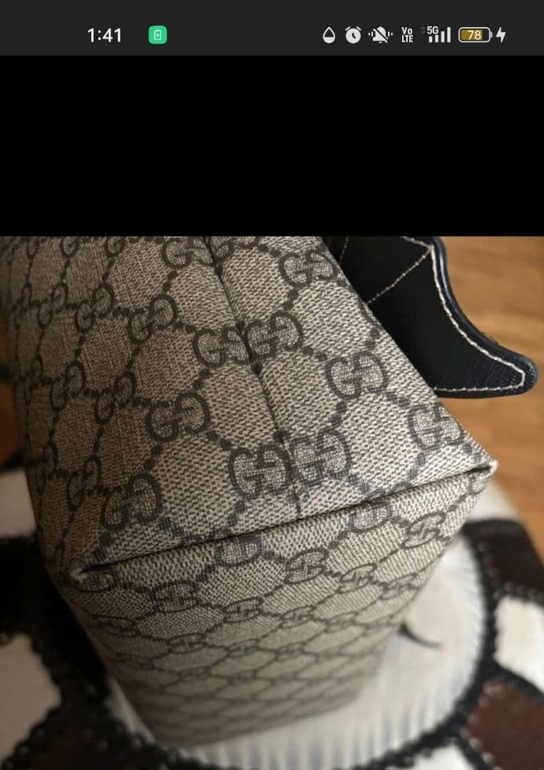 GUCCI Kids Bat Tote Bag Black GG Canvas Leather Handle Authentic thumbnail 5