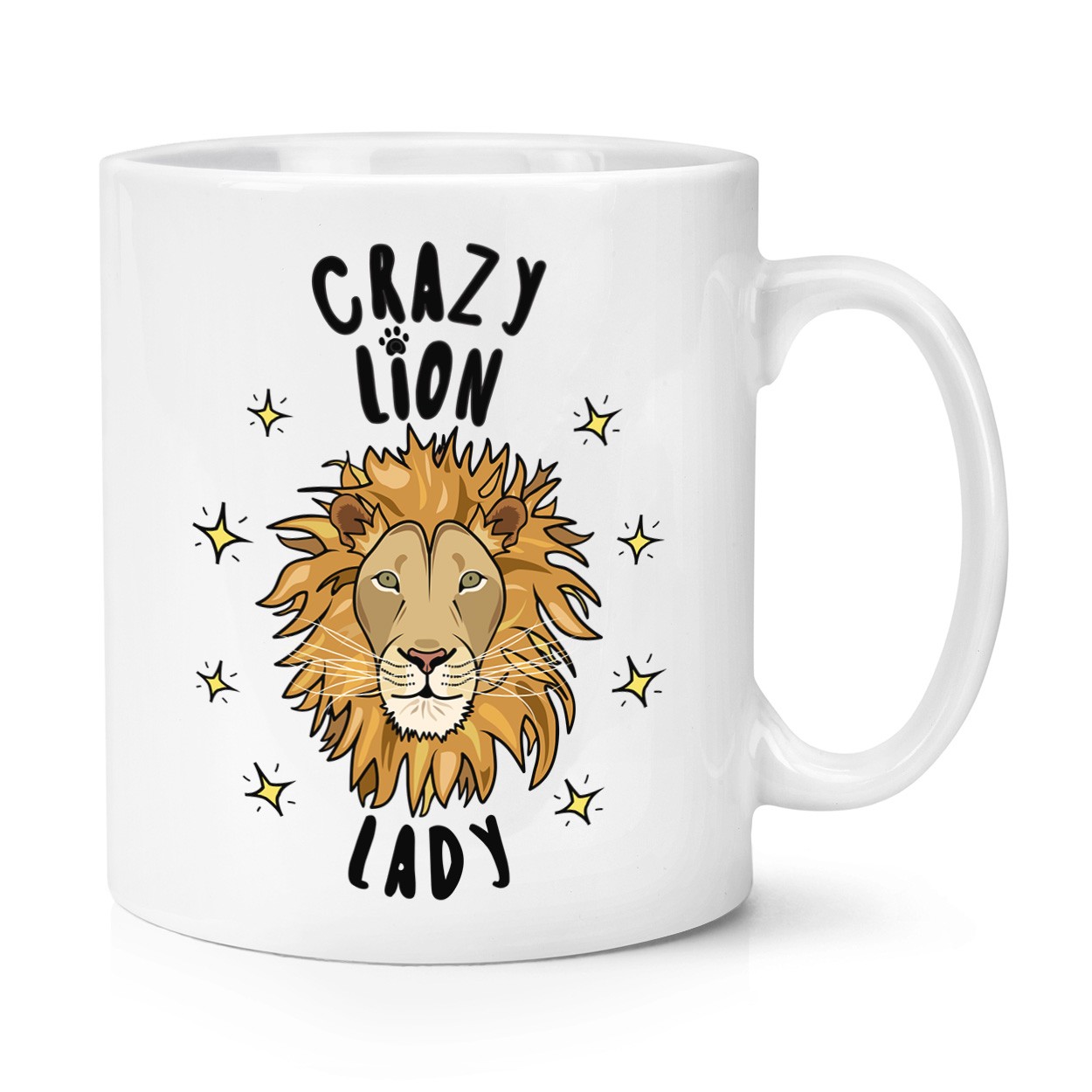 Crazy Lion Lady Stars 10oz Mug Cup - Funny Animal