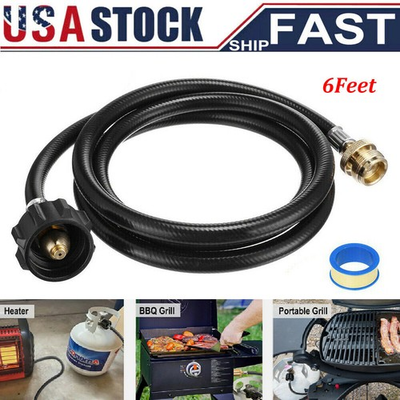 #ad 6Ft Propane Adapter Hose 1lb to 20lb Converter Replacement for Tank Connects $11.99
