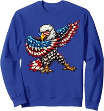 American Flag Bald Eagle Patriotic Eagle 4th of July Unisex Crewneck Sweatshirt
