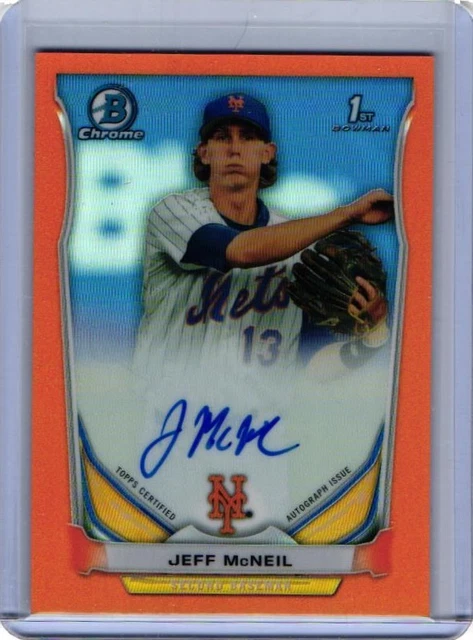 Jeff McNeil 2014 Bowman Chrome 1. Orange Refractor Mets Auto /25