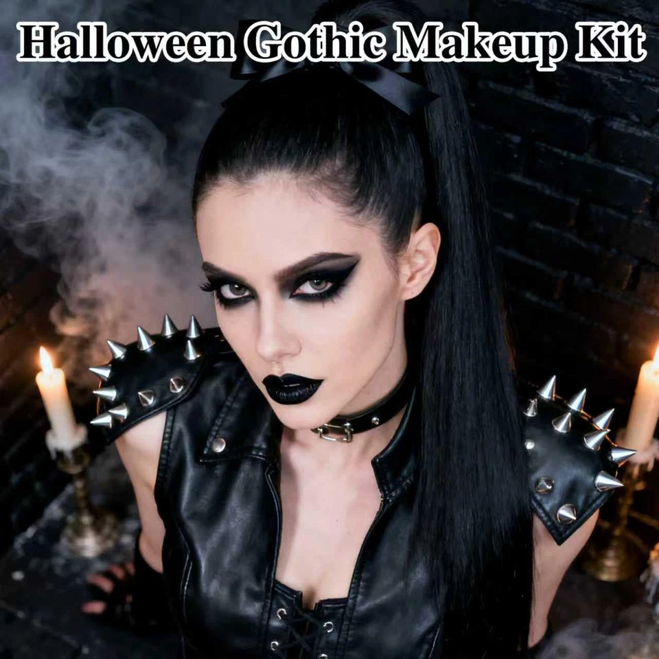 Black Eyeshadow Palette Liquid Lipstick Eyeliner Set with Mini Brush, Smokey Eye - Image 3 of 4