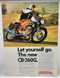 1974 Honda CB-360G Motorcycle Vintage Print Ad Man Cave Poster Art 70s